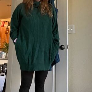 Forest Green Knit Sweater Dress